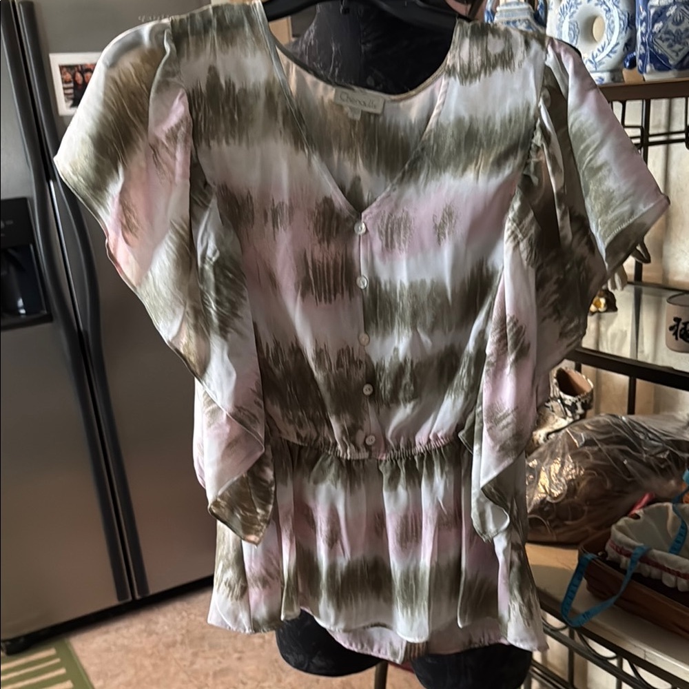 Chicwish Pink and Green Tie-Dye Blouse